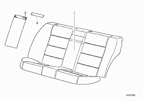 Средний подлокотник сиденья Зд для BMW E36 325i M50 (схема запчастей)