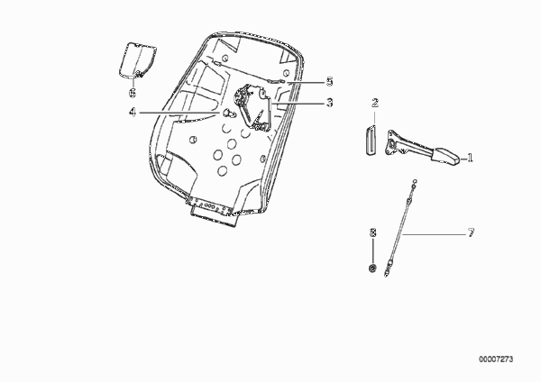 Сиденье Пд механизм разблокировки для BMW E36 M3 S50 (схема запчастей)