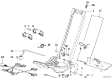Сиденье Пд каркас спинки с э/приводом для BMW E36 325i M50 (схема запасных частей)