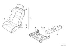 Спортивное сиденье Recaro для BMW E34 M5 3.6 S38 (схема запасных частей)
