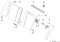 детали заднего сиденья для BMW E36 316i 1.9 M43 (схема запасных частей)