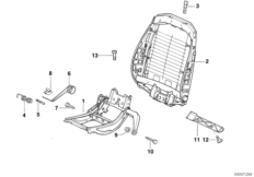 Сиденье Пд каркас спинки для BMW E36 320i M50 (схема запасных частей)
