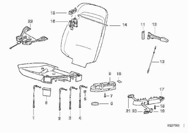 Сиденье Пд детали привода сиденья для BMW E36 M3 3.2 S50 (схема запчастей)