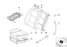 Сиденье Пд, набивка и обивка сид.пов.ком для BMW E38 L7 M73 (схема запасных частей)