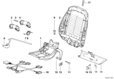 Сиденье Пд каркас спинки с э/приводом для BMW E36 325tds M51 (схема запасных частей)