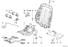 Каркас спорт.сиденья BMW с э/приводом для BMW E36 328i M52 (схема запасных частей)