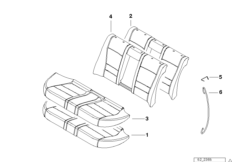 Набивка и обивка базового сиденья Зд для BMW E39 525i M54 (схема запасных частей)