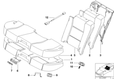 Сиденье Зд с держателем д.емк.с напит. для BMW E38 L7 M73 (схема запасных частей)