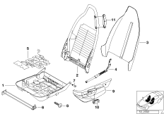 Сиденье Пд-каркас сиденья/накладки для BMW Z3 Z3 M3.2 S54 (схема запасных частей)