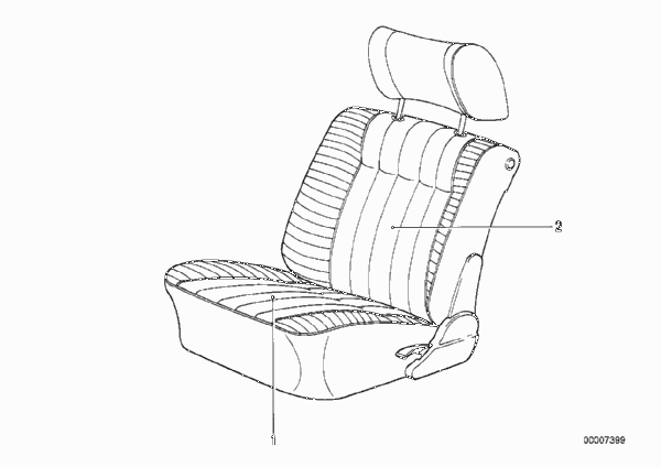 Обивка подушки сиденья Пд для BMW E23 735i M30 (схема запчастей)