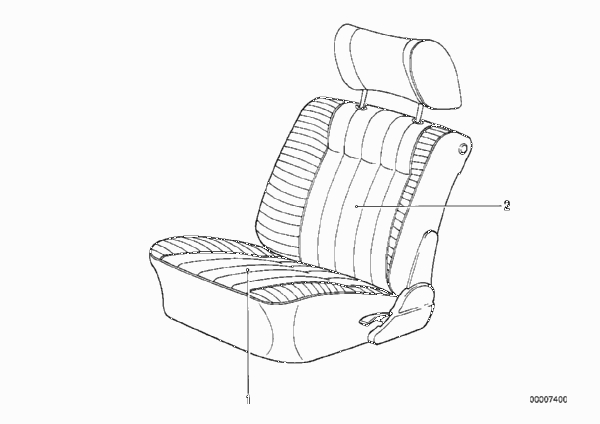 Обивка подушки сиденья Пд для BMW E12 520i M20 (схема запчастей)