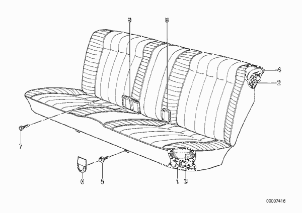 Сиденье Зд пружинный каркас/основание для BMW E30 325i M20 (схема запчастей)