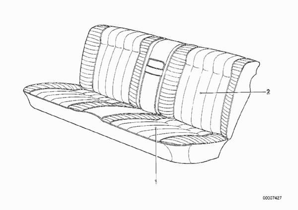 Обивка подушки сиденья Зд для BMW E12 525 M30 (схема запчастей)