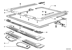 Детали люка с подъемно-сдвижной крышкой для BMW E12 525 M30 (схема запасных частей)