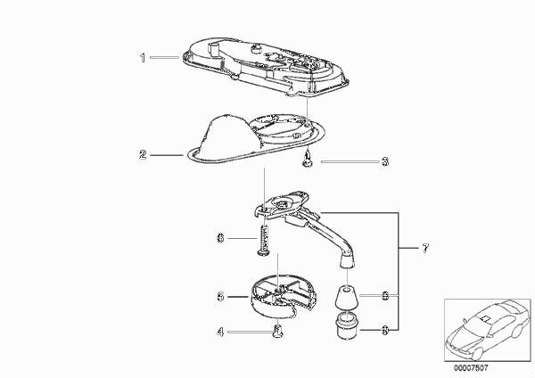 Управление ручной под.-сдв.крышкой люка для BMW E34 M5 3.8 S38 (схема запчастей)