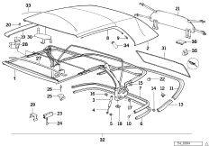 складной верх для BMW E30 318i M40 (схема запасных частей)