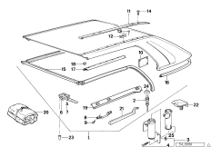 Детали жесткой цельносъемной крыши для BMW E30 325i M20 (схема запасных частей)