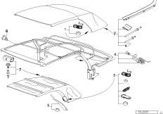 Ремонтные комплекты складного верха для BMW E36 325i M50 (схема запасных частей)