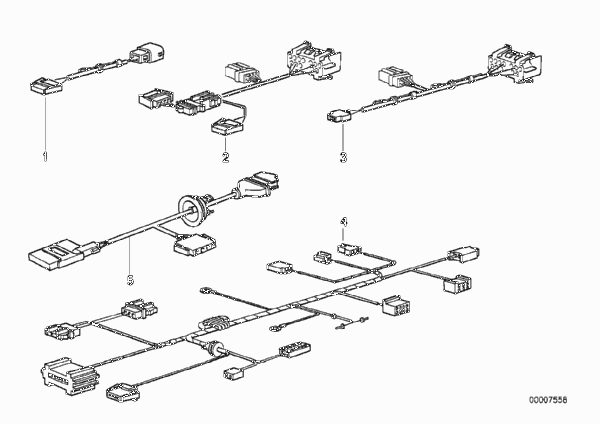 Провода дополн.сист.отопл./автон.вентил. для BMW E34 525ix M50 (схема запчастей)