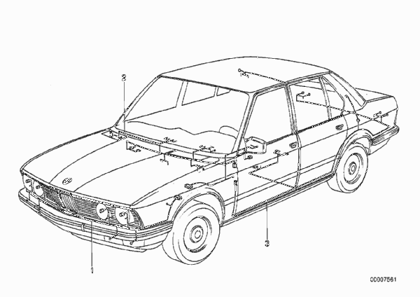 Основной жгут проводов для BMW E28 520i M20 (схема запчастей)