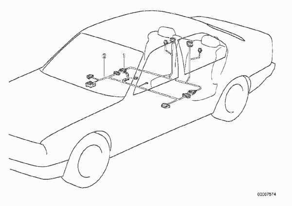 Провода электр.регулир.полож.сиденья Зд для BMW E34 M5 3.6 S38 (схема запчастей)