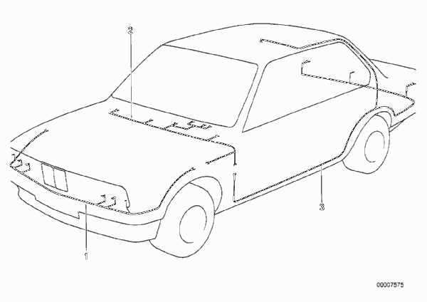 Основной жгут проводов для BMW E34 525tds M51 (схема запчастей)