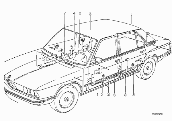 пучки проводов для BMW E12 520i M20 (схема запчастей)