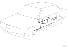 Жгуты проводов двери для BMW E34 M5 S38 (схема запасных частей)
