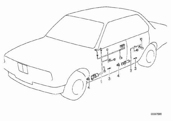 Жгуты проводов двери для BMW E34 535i M30 (схема запчастей)