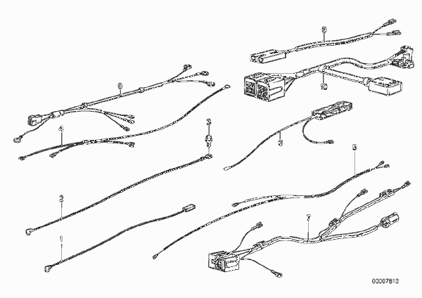 пучки проводов для BMW E12 520i M10 (схема запчастей)