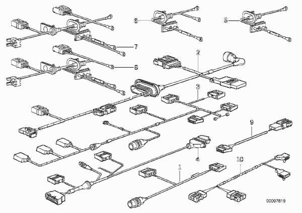 Различные дополнит.комплекты проводов для BMW E34 535i M30 (схема запчастей)