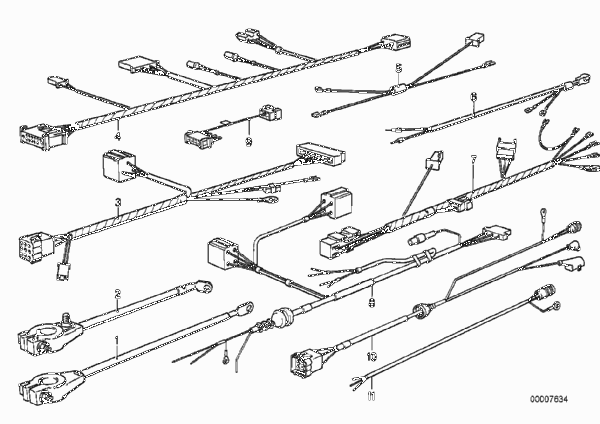 пучки проводов для BMW E28 535i M30 (схема запчастей)