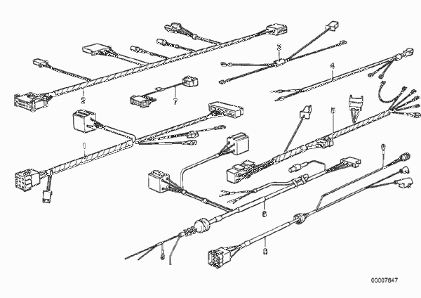 пучки проводов для BMW E28 528i M30 (схема запчастей)