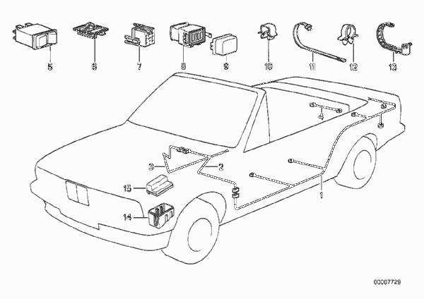 Провода/элем.крепл.скл.вер.с э/мех.прив. для BMW E30 M3 S14 (схема запчастей)