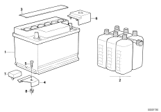 Аккумуляторная батарея для BMW E30 323i M20 (схема запасных частей)