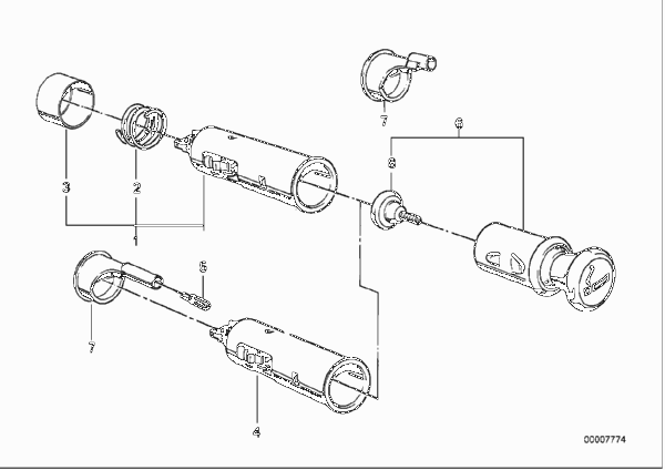 Различные переключатели для BMW E23 745i M30 (схема запчастей)