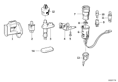 Различные выключатели/прикуриватели для BMW E34 M5 3.8 S38 (схема запасных частей)