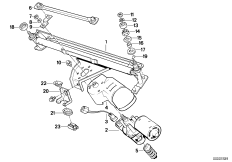 Детали стеклоочистителя для BMW E28 524d M21 (схема запасных частей)