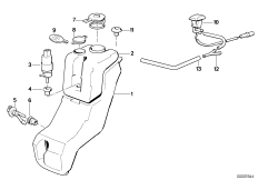 Стеклоомыватель для BMW E32 730i M30 (схема запасных частей)