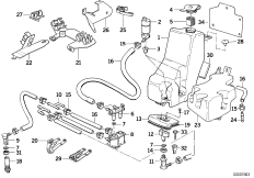 система омывателей фар для BMW E32 730i M30 (схема запасных частей)