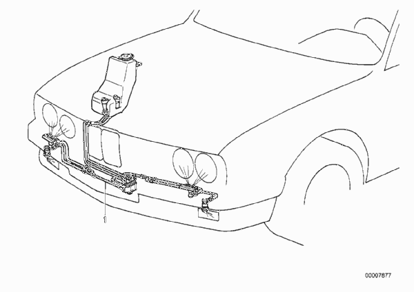система омывателей фар для BMW E34 525i M20 (схема запчастей)