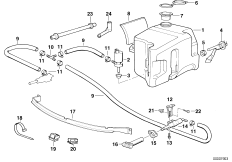 Детали системы омывателей фар для BMW E36 318ti M42 (схема запасных частей)