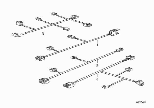 Провода регулировки рулевой колонки для BMW E34 525tds M51 (схема запчастей)