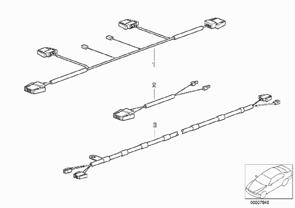 Жгуты проводов склад.верха/жесткой крыши для BMW E36 328i M52 (схема запчастей)
