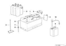 Фирменн.аккумулятор BMW без электролита для BMW E38 725tds M51 (схема запасных частей)
