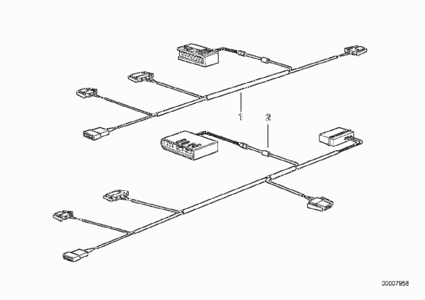 Провода регулировки рулевой колонки для BMW E38 750i M73 (схема запчастей)