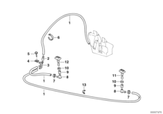 Детали системы омывателей фар для BMW E38 735i M62 (схема запасных частей)