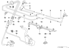 Детали интенс.стеклоочист.с 2 форсунками для BMW E38 750i M73N (схема запасных частей)