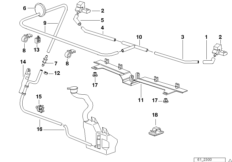 Детали стеклоомывателя для BMW E38 750iL M73N (схема запасных частей)