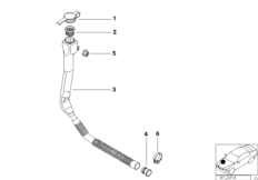 Наливной канал бачка стеклоомывателя для BMW E39 525d M57 (схема запасных частей)